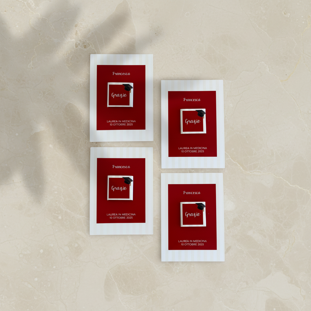 Card Ringraziamento - “Rosso di Passione” Laurea in Medicina