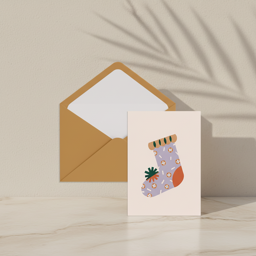 Biglietto d'Auguri - Calza di Natale